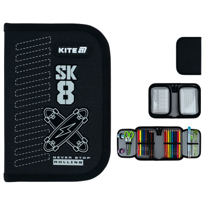 Пенал Kite 1 отд., 2 отв., с наполнением 622H Skate