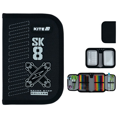 Пенал Kite 1 отд., 2 отв., с наполнением 622H Skate