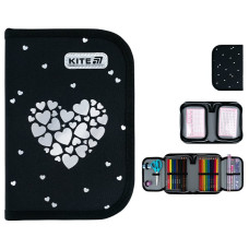 Пенал Kite 1 отд., 2 отв., с наполнением 622H Black&Silver