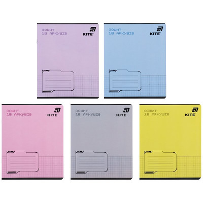 Тетрадь 18 л., кл., софт тач + УФ лак, Kite One color