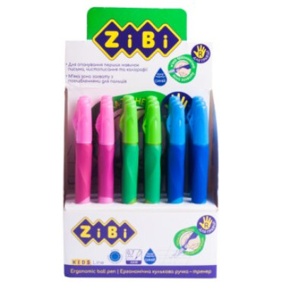 Ручка шариковая для правши с резиновым грипом, синий, дисплей, KIDS Line ZB.2000-01