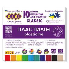 Пластилін CLASSIC 10 кольорів, 200г, KIDS Line Пластилін CLASSIC 10 кольорів, 200г, KIDS Line