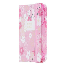 Книжка записна BLOSSOM, на гумці, А7, 80 арк., клітинка., офсет крем., тв.лам.обл., рожева