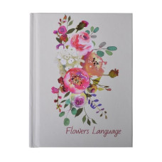Нотатник FLOWERS LANGUAGE, А6, 64 л., клітинка, тверда обкладинка, мат. ламінація+лак, рожева