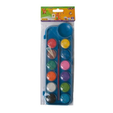 Фарби аквар. 12 кол.,  пласт./кор., з пензлем, синій, KIDS Line