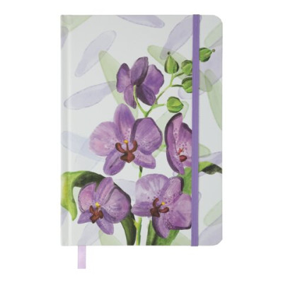Книжка записна ORCHID, на гумці, А5, 96 арк., клітинка, офсет крем., тв.лам.обл., лавандова BM.255119-39