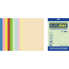 Папір кольоровий Euromax 80г/м2, PASTEL+INTENSIVE, 10кольорів, 50арк.