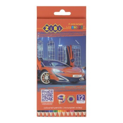 Олівці кольорові, 12кол., МАШИНКА, шестигранний, SMART Line - ZB.2446 ZiBi