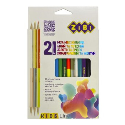 Олівці кольорові, 21 кол. (15 стандарт, 3 двосторон), тригранний, KIDS Line ZB.2441