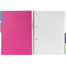 Блокнот Universal, A4, пласт. обкл. спіраль, з розділ. блок з перф. 120, кліт.