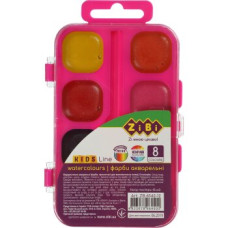 Фарби аквар. 8 кол.,  пласт./кор. без/п, рожева, KIDS Line