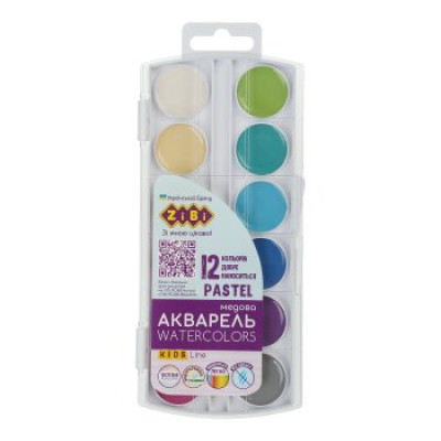 Акварель PASTEL, 12 кол., безп, пласт.кор., KIDS Line - ZB.6592 ZiBi