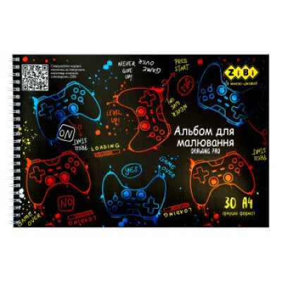 Альбом для малювання GAMER, А4, 30 арк., 120 гм2, на пружині, т.-синій,  KIDS Line - ZB.1451-03 ZiBi