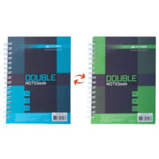 Книга для нотаток DOUBLE А6, 96 арк., пружина, кл., тв. лам. палітурка, коричневий
