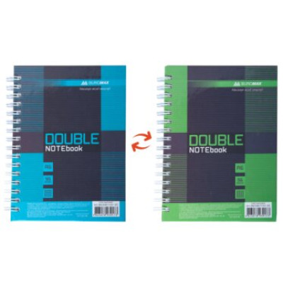 Книга для нотаток DOUBLE А6, 96 арк., пружина, кл., тв. лам. палітурка, коричневий - BM.24671101-25 Buromax