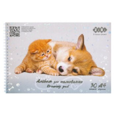 Альбом для малювання FRIENDLY, А4, 30 арк., 120 г/м2, на пружині, сірий,  KIDS Line