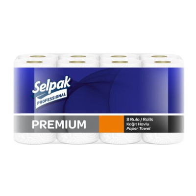 Полотенца целлюлозные Premium, по 8 рул., на гильзе, 3-х сл., белый SELPAK sp.18218