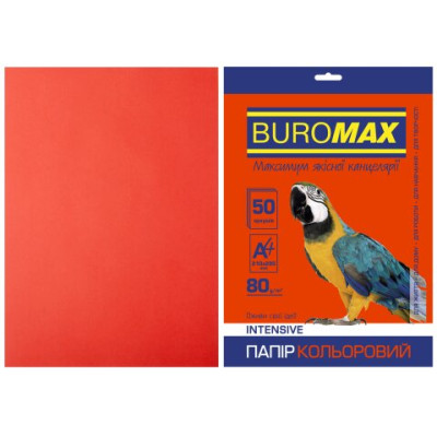 Папір кольоровий А4, 80гм2, INTENSIV, червоний, 50л. - BM.2721350-05 Buromax