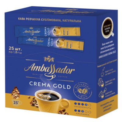 Кава розчинна 1,8г*25, стік Crema Gold AMBASSADOR