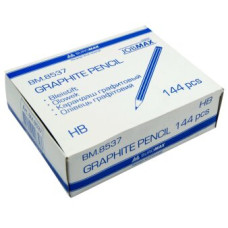 Карандаш графитовый, JOBMAX, HB, без ластика, желтый корпус, туба 144 шт.