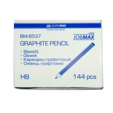Карандаш графитовый, JOBMAX, HB, без ластика, желтый корпус, туба 144 шт.