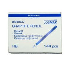 Карандаш графитовый, JOBMAX, HB, без ластика, желтый корпус, туба 144 шт.