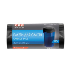 Пакети для сміття  п/е, 70*110, чорні  LD, 120л/20шт МІЦНІ (10шт/ящ) PRO SERVICE