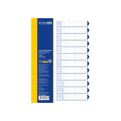 Розділювач листів А4 Economix, пластик, 12 розділів, кольоровий - E30808 Economix