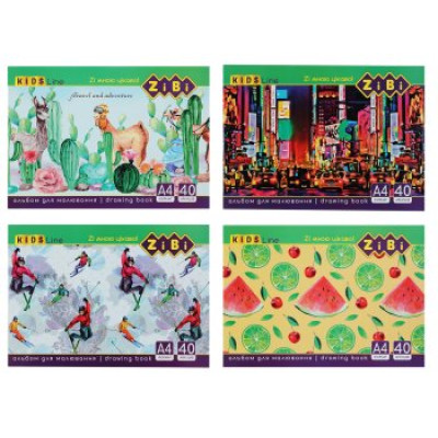 Альбом для малювання, А4, 40 аркушів, 120 гм2, клеєний блок, KIDS Line - ZB.1460 ZiBi