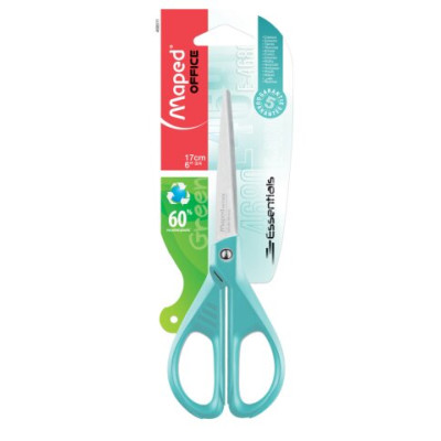 Ножницы офисные ESSENTIALS GREEN 170мм, блистер, голубой MP.468011