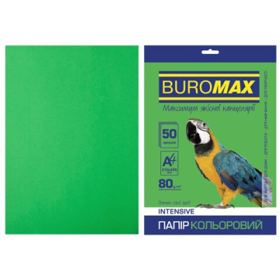 Папір кольоровий А4, 80гм2, INTENSIV, зелений, 50л. - BM.2721350-04 Buromax