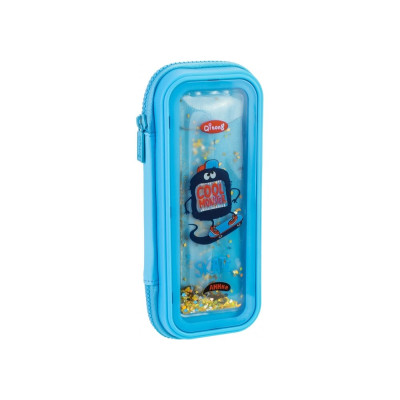 Пенал аквариумный на 1 отделение на молнии с органайзером, голубой - QT-5766-LightBlue COOLFORSCHOOL