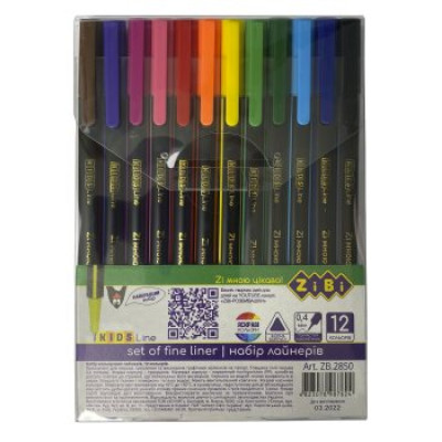 Набір лайнерів, 12 кол., тригранні, PVC-пенал, KIDS Line - ZB.2850 ZiBi