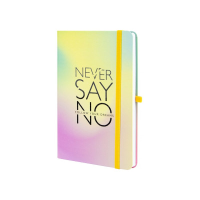 Ділова нотатник NEVER SAY NO, A5, тверда паперова обкладинка, гумка, білий блок лінія O20812-41
