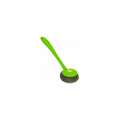 Сталева щітка-скребок для посуду, Economix Cleaning, зелена E72717
