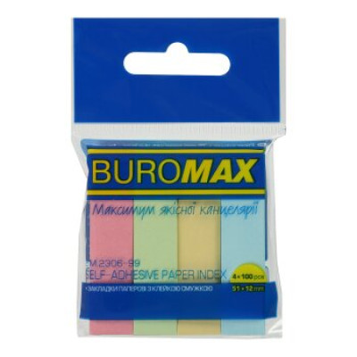 Закладки паперові 51x12мм, 4х100арк., асорті - BM.2306-99 Buromax