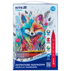 Маркеры-кисточки акриловые, набор 12шт, Kite Creative