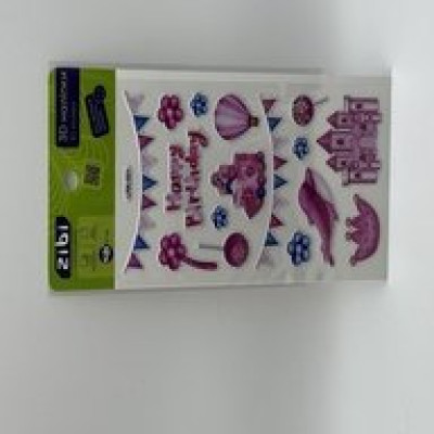 3D наліпки Happy Birthday Рожева фортеця 18 см, KIDS Line