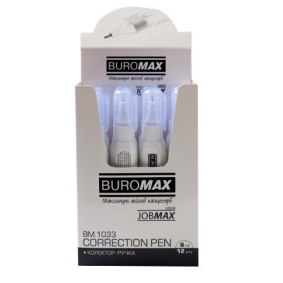 Коректор-ручка 8 мл. , металевий кінчик - BM.1033 Buromax